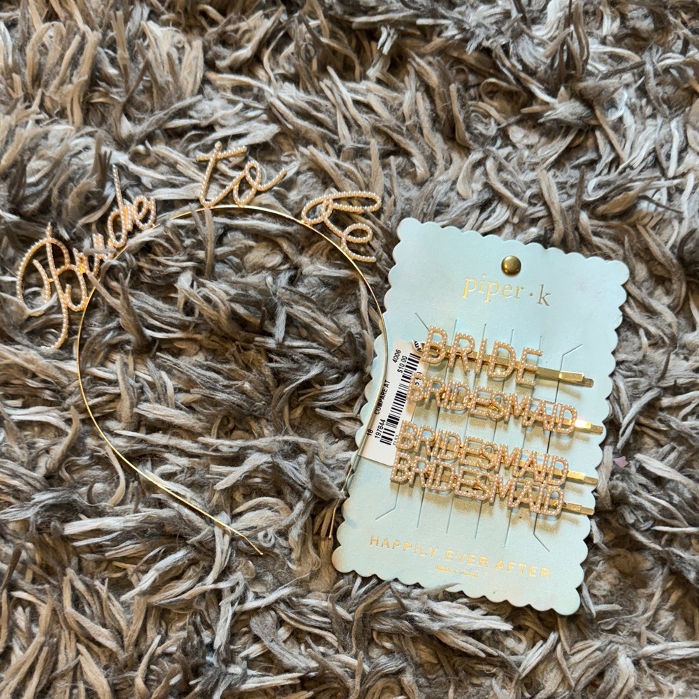 Piper K Gold Bride to Be Headband and Bridesmaid Hairpins